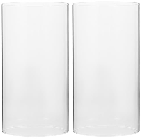 Homoyoyo 2Pcs Glaszylinder Ohne Boden, Glaszylinder für Kerzen, Öllampe Glas Tischkamin, Glafszylinder Für Kerzen Ohne Boden，Lampenschirm Glas Feuerfest für Kerzen Laterne Wohnzimmer Hochzeit