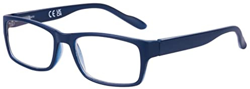 DOOViC Blaulichtfilter Lesebrille Blau Eckig Federscharnier Brille mit Sehstärke 2.75 Herren