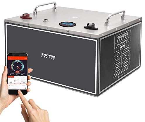 Syntrox Energy Lithium LiFePO4 Batterie Akku frostsicher Premium 12,8V BMS mit Bluetooth und Display, integrierte Heizung 40Ah bis 400Ah (300Ah)