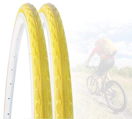 700X23C Fahrradreifen,Kompatibel mit farbigen Reifen von Dead Fly Bikes,30Tpi Rutschfestes und verschleißfestes Zubehör für Rennradreifen,2 Stück Gelb