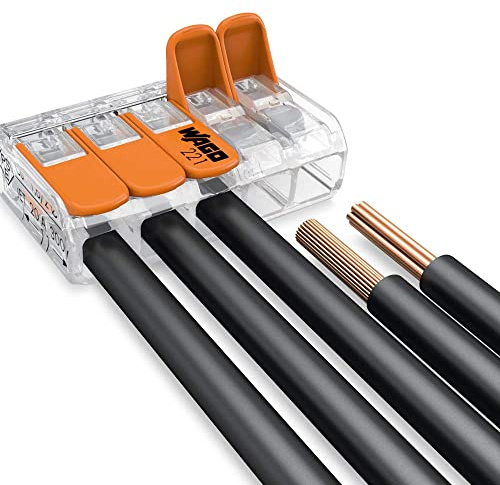 Klemme, 5-Leiter, 4 mm², Verbindungsklemmen mit Hebel, 221-413 (50 Stück) Rollo elektrisch Rolladen