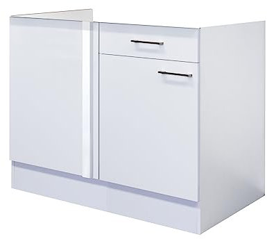 Flex-Well Eckunterschrank Küche ohne Arbeitsplatte - 100 cm breit - Weiß – Nawa