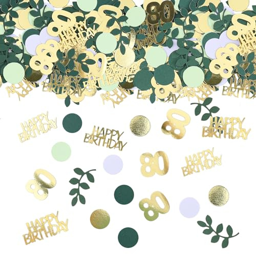 GoldRock Konfetti 80 Geburtstag Deko,200× Tischdeko 80 Geburtstag Mann Frau | Groß 80er Streudeko Geburtstage Grün Gold,80. Geburtstage Deko Confetti,Deco 80 Geburtstags Frauen Männer,80 Jahre Dekoration