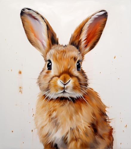 ZMHZMY Malen nach Zahlen Erwachsene, Kaninchen Hase DIY Handgemalt Ölgemälde Kits auf Leinwand Geschenk für Weihnachten Geburtstag Home Haus Deko,40x50cm