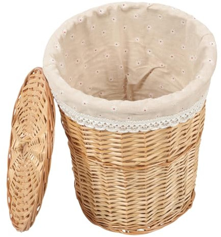 Alipis Cesto Porta Biancheria Vimini Con Coperchio Cesto Intrecciato Per Vestiti Sporchi Asciugamani E Teli Da Bagno Contenitore Multifunzionale Per Casa Hotel E Negozi 13.8X11.8X11.8 Pollici