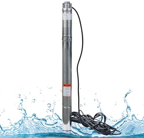 Doppy Deep Well Submersible Pump, 0.5HP/220V/60Hz,206 Ft Head/4.8gpm,with 49 ft Electric Cord Stainless Steel Water Pump,0.75 Outlet Water Pump, for Irrigation,Farms,Industrial,Home