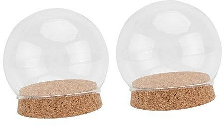 Zerodeko 2 Stück Glasabdeckungen mit Korkboden für Modell Display Praktische Glas Cloche aus Borosilikatglas für Tisch und Dekoration