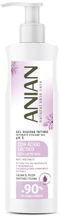 ANIAN - Gel Higiene Íntima Mujer, 250 ml, con Extracto de Caléndula y Manzanilla, Formulado con pH 5, Limpia y Respeta la Zona Íntima, Anti-irritante y Calmante del Picor, +90% Ingredientes Naturales