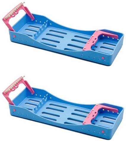 2 Pièces Boîte De Stérilisation Dentaire étui De Placement D'instrument De Spatules De Remplissage En Résine Composite Support De Plateau De Désinfection Outils De Dentisterie(Size:S,Color:Bleu)