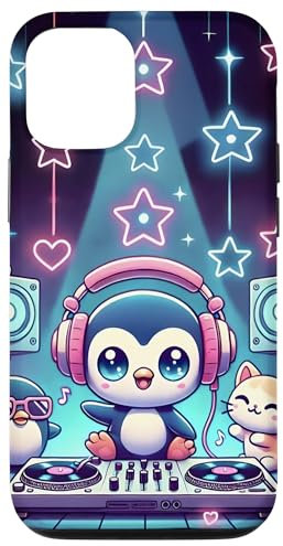 iPhone 13 Chibi Kawaii Penguin DJ Pink Headphones Case