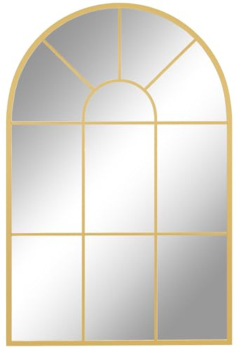 HOMCOM Wandspiegel Fenster Spiegel mit Metallrahmen, 91 x 60 cm Gold | Dekorativer Hängespiegel, Flurspiegel, für Schlafzimmer, Wohnzimmmer