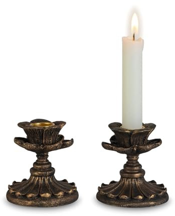 Inweder Vintage Candle Holders for Candlesticks: 2 Pcs Candlestick Holders set for Christmas Black Bronze Candle Sticks Holder for Home Decor Resin Taper Candle Holder