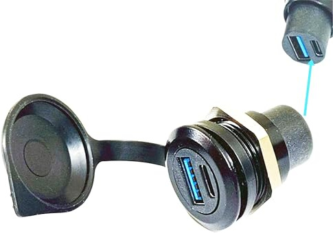 SHANFEILU Adattatore USB 3.0 Tipo-C 3.1 filettato fisso da incasso per montaggio a pannello Accoppiatore Type-C 3.1 e 3.0 Connettore doppio femmina 10Gbps nero