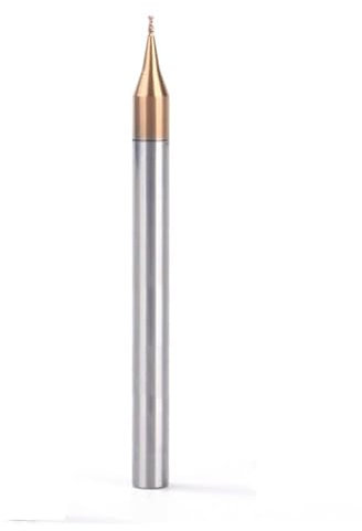 Pangyoo 4-mm-Schaft, 2-schneidiger Schaftfräser, 0,2–0,9 mm, Fräser, Wolframkarbid, CNC-Fräser, TiCN-beschichteter Mini-Fräser(0.3X4DX50L)