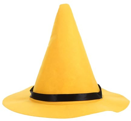 Hexenhut 37CM Halloween Hexenhuts Damen Gelb Hexenmütze Hexen Zubehör für Halloween Karneval Cosplay Maskerade