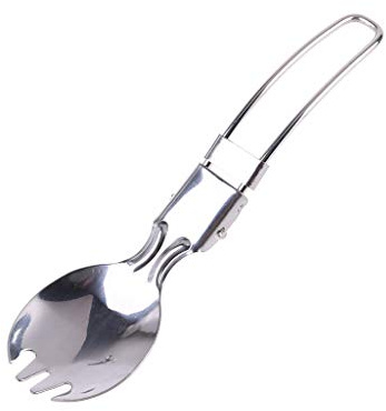 Foldable Spork Fork Spoon Stainless Steel Hiking Camping Cook