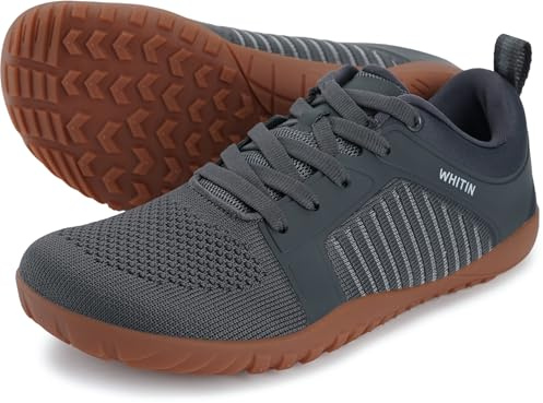 WHITIN Women's Wide Toe Box Trail Running Shoes Barefoot Minimalist Zero Drop Size 10 Cross Training Walking Fitness Lightweight Hiking Grey Gum 41