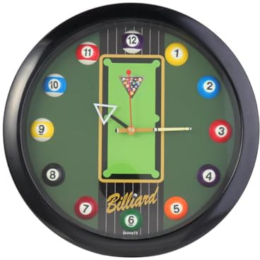 LOVIVER Billard-Uhr, 11,6 Zoll Billardtisch-Wanduhr, Coole Wanduhr, ideal für Billardzimmer, Poolzimmer, Spielzimmer, Bar, Schwarz