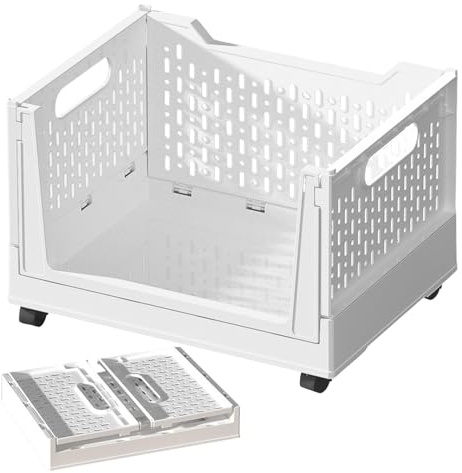 TABSIRAH Contenedores de almacenamiento con ruedas, carrito de almacenamiento con ruedas, cesta de libros con ruedas, organizador de almacenamiento, estante de almacenamiento plegable para despensa,