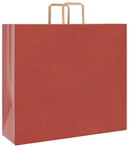 vidaXL Papiertragetaschen 50 Stk., Papiertüten mit Henkeln, Kraftpapiertüten, Geschenktüten für Einkaufen Hochzeiten Verpackungen Partys Geburtstag Weihnachten, Rot 54x15x49cm