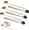 Juego de cucharas de café de acero inoxidable, 6 cucharas de té negro satinado y dorado, mango largo de 6.7 pulgadas, cuchara agitadora de postre, té helado y cuchara de espresso, accesorios de barra