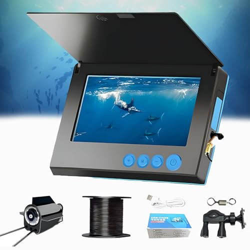 Caméra de pêche sous-Marine avec Vision Nocturne Infrarouge Grand Angle, 5000mAh Li-Battery, IP65 Fish Finder étanche pour la pêche sur Glace et la pêche en Eau Douce/salée 50m