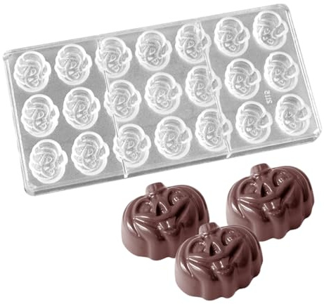 TUKE Moule professionnel en polycarbonate pour chocolat, bonbons, savon, glace – très résistant, flexible, antiadhésif, passe au lave-vaisselle, qualité alimentaire (D _ citrouille)