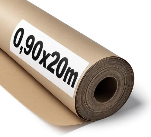 OFITURIA Kraftpapper brunt 70 g/m² - 0,90 × 20 m - 1 rulle - förpackning, gör-det-själv och dekoration - rivbeständigt - kompatibelt med akryl och olja