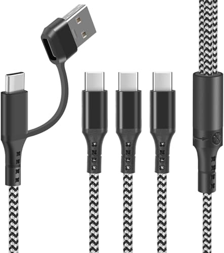 Multi USB C Kabel, 5 in 1 Universal Ladekabel USB C mit 3 Typ C Anschlüssen, USB A/USB C Multi Ladekabel Mehrfach für Phone 16/15 Pro Max, Android Galaxy, Huawei, Xiaomi, Oneplus, Honor, PS4-1.2M
