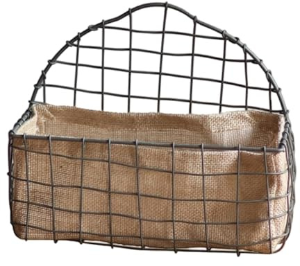 Gralara Cesta Colgante de Alambre de Hierro, Cesta Colgante de Flores, decoración del hogar con Forro, Almacenamiento para jardín, Porche,