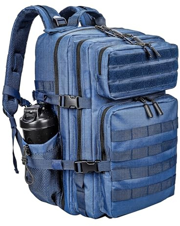 HUNTVP 45L Mochila Táctica de Nylon Bolsa de Asalto Estilo Militar Bolsa Impermeable para Caza Viajar Aire Libre Trekking Senderismo - Azul