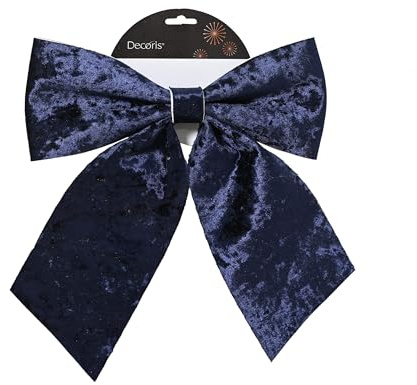 Kaemingk Schleife 20cm Samt 1 Stück - Dekoschleife Weihnachtsschleife - Schleife zum Dekorieren & Basteln - Festliche Dekoration für Weihnachten Hochzeit Geburtstag Jubiläum - Blau