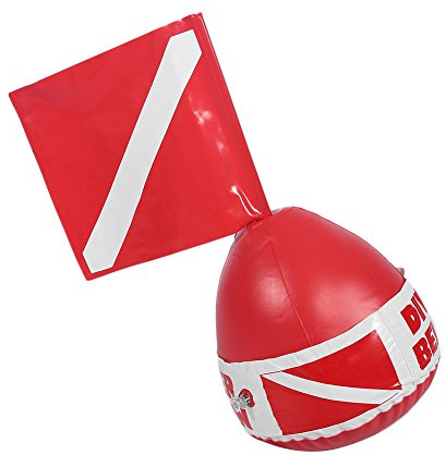 Qcwwy Tauchbojenball, PVC-Markierungsschwimmer für Tauchersicherheit, Leuchtend Rote Farbe, Schnell Aufblasen, 45,5 cm, Zum Schnorcheln und Tauchen