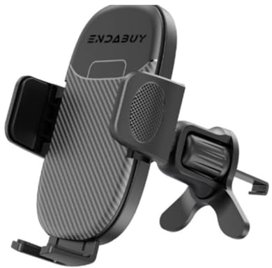 ENDABUY® Soporte de Télefono Móvil para Coche [Gancho Metálico Resistente] Liberación con un Solo botón. Rotación 360°. Elegante y Robusto, fijación Rejillas de Salida ventilación.