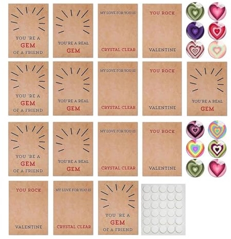Valentineskort | Valentinsdag Hjärtformade Stenpostkort - 12 Stycken Klasskamrater Grattiskort - För Barn Vänner Skola Kontor Resa Födelsedag