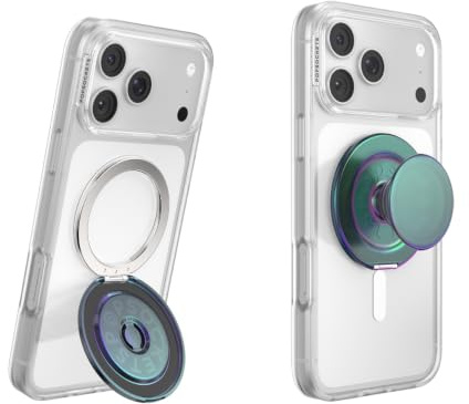 PopSockets kick-out Grip for MagSafe Phone Grip with Built-in Phone Stand, Adjustable Portrait or Landscape Stand, Strong Magnetic Grip, Wireless Charging Compatible - Night Shadow
