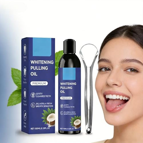 Coconut Oil for Teeth Pulling,Oil Pulling,Coconut Oil Pulling Mouthwash for Teeth Whitening & Fresh Breath,Natural Formula,100ml with Tongue Scraper Included