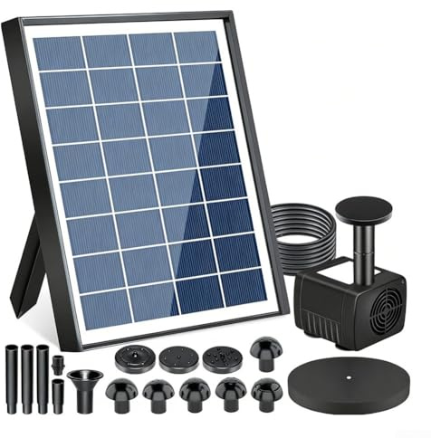 Pompe à eau solaire, pompe à fontaine flottante à énergie solaire, panneau de 10 W, débit de 1000 l/h, kit de fontaine pour fontaine, fontaine de jardin, pompe solaire d'extérieur, fontaine de jardin