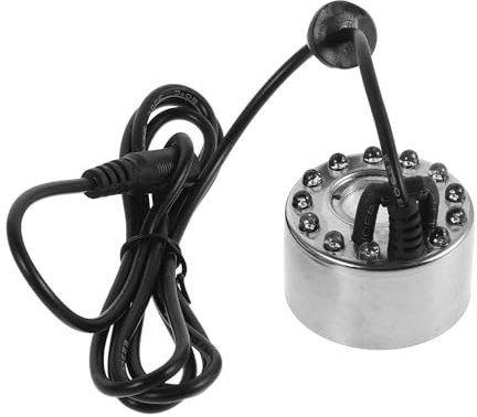 DOITOOL Machine à Brouillard Intérieure Argentée 12 LED, Petit Brumisateur Ultrasonique Ø46 Mm pour Bassin et Jardin Aquatique, Humidificateur de Bassin Décoratif pour Fontaine