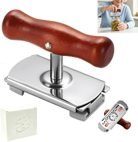 Abre Botes Tarros Antideslizantes con mango de madera,abrelatas ajustable para personas mayores, abrebotellas manual con revestimiento antideslizante, práctico abridor de tapas de rosca