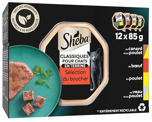 SHEBA® Classici in terrina per gatti adulti Selezione del Macellaio vaschette 4 varietà 12x85g