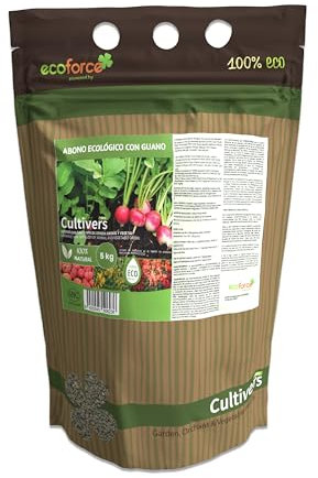 CULTIVERS Organic fertiliser with guano of 5 kg. Universal fertiliser 100% organic and natural origin for garden and garden. High concentration of NPK