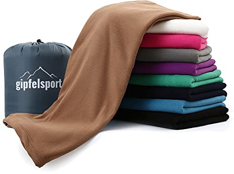 gipfelsport Mikrofaser Fleece Decke mit Schlafsackfunktion I Größe 185 x 150cm, ca. 690 g I Microfaser Camping Deckenschlafsack I leicht, klein, rechteckig