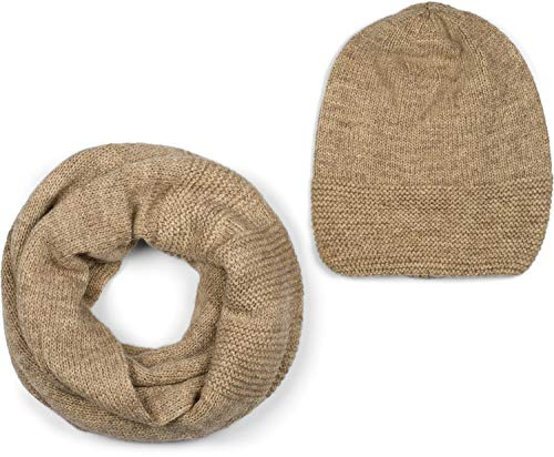 styleBREAKER Unisex Winter Set Beanie Strick Loop | Mütze mit 22 cm Bundweite für bis zu 63 cm Kopfumfang, 25 cm Höhe. Weiches Gewebe. Schlauchschal im 67x28 cm Maß.