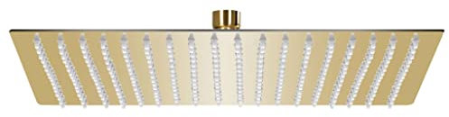 vidaXL Pomme de Douche Pluie Pulvérisateur Pommeau de Douche Tête de Douchette Accessoire de Salle de Bain Acier Inoxydable 50x50 cm Carrée Doré