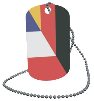 U24 Dog Tag Erkennungsmarke ID Tag an Kette Flagge Deutschland-Frankreich Alu 30 x 50 mm
