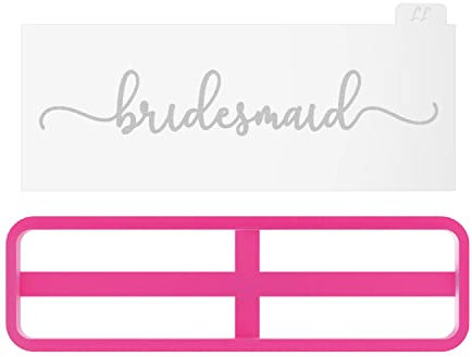LissieLou Bridesmaid in Verity Font Cookie Cutter and Embosser Bridal Party Icing Stamp Fondant Embosser - Light Pink/Clear