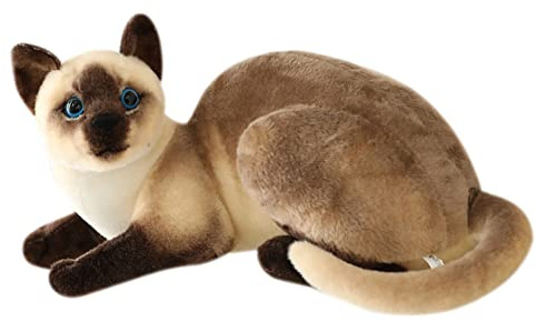Simulation Kurzhaar Nette Katze Puppe Gefüllte lebensechte siamesische Katze Plüschtier Plüsch-Katze Kuscheltier Katze Plüschfiur Stofftiere Haustier Spielzeug Dekor Geburtstagsgeschenk für Mädchen