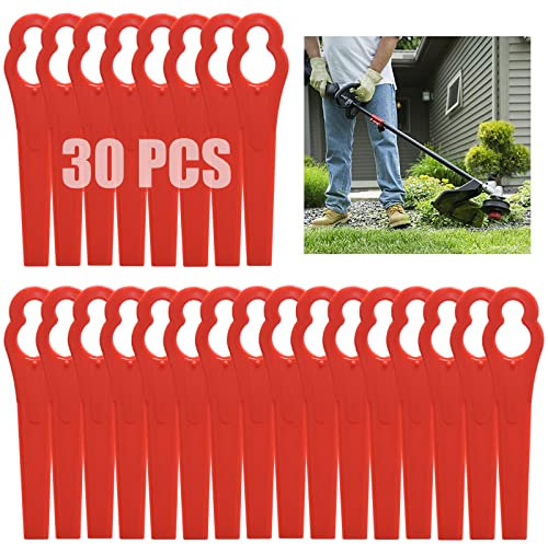 Beamely 30 Pcs Plastic Grass Trimmer Blades, Cordless Strimmer Blades 83 mm Lawn Mower Cutting Blades Garden Mower Replacement Blades for Einhell Grass Strimmer-Red