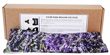 Cojín para relajar los ojos - saco semillas para ojos con lino, lavanda y manzanilla - almohadilla para ojos de uso frío y calor - relajación de la musculatura, descanso de los ojos - color lavanda